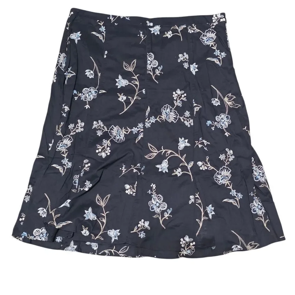 Ann Taylor Embroidery Floral A Line Skirt